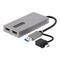 StarTech.com USB to Dual HDMI Adapter, USB A/C to 2x HDMI